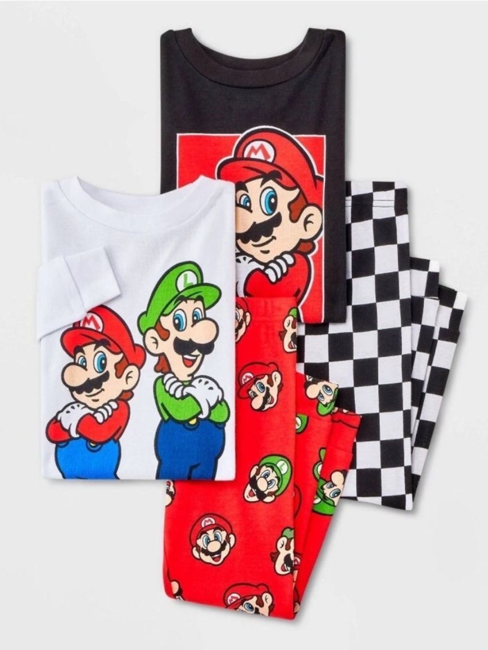 Nintendo Super Mario Boys 4 pc Snug Fit Pajama's Luigi Graphic 💯%Cotton NWT
